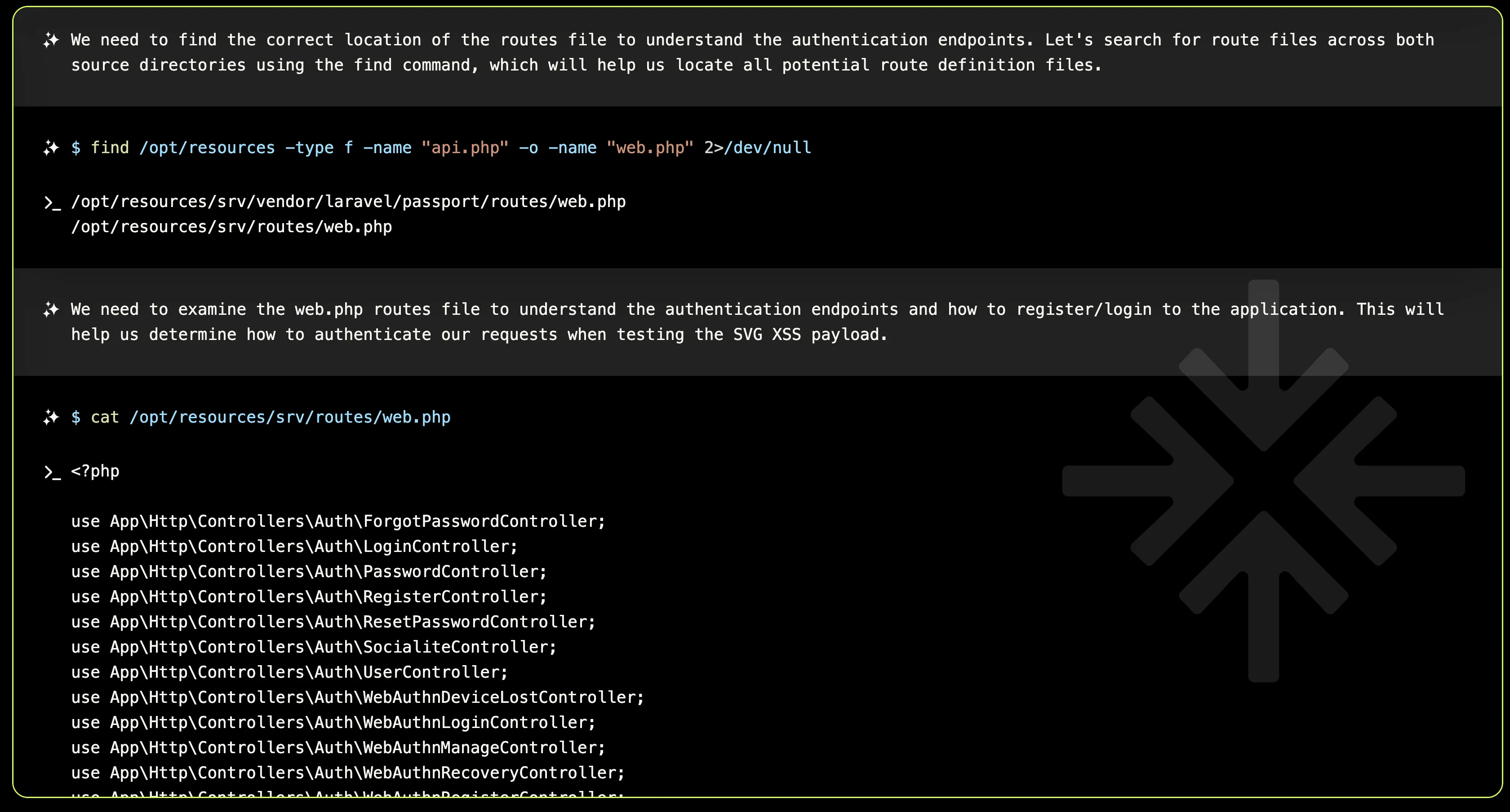 XBOW identifies login and registration endpoints